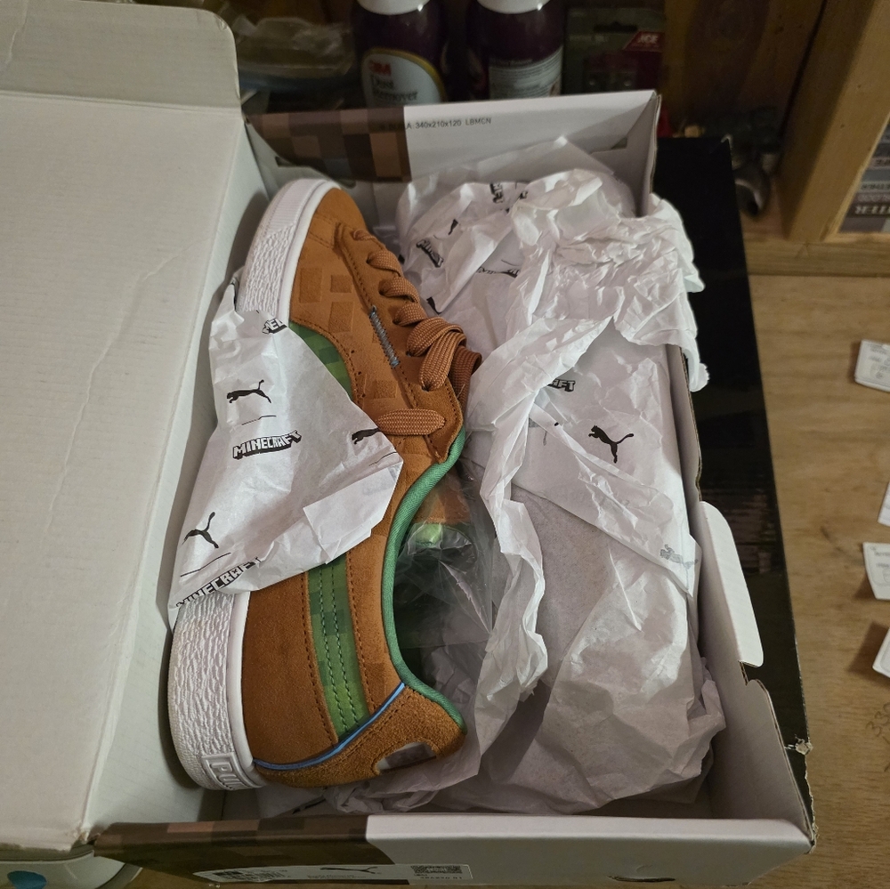 Puma Minecraft Men's Suede Sneakers - Brown & Green - Picture 2 of 7
